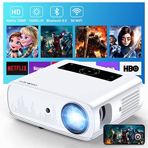 GROVIEW Projector - 1080P WiFi Bluetooth, 15000lux, 5G Sync