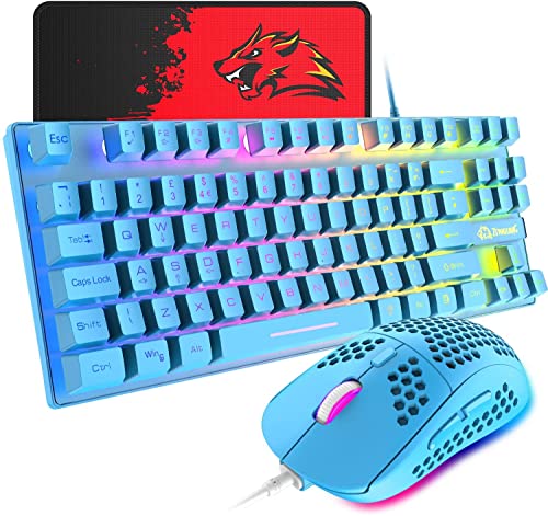 Compact Rainbow Backlit Gaming Keyboard and Mouse Combo