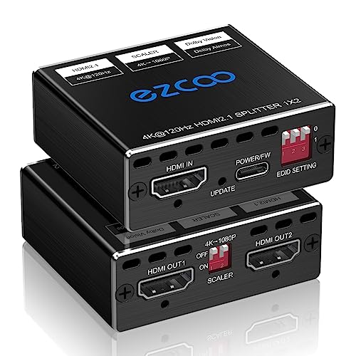 8K HDMI 2.1 Splitter with Scaler and Dual Monitors Support