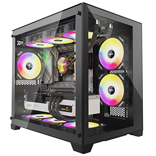 GIM Micro ATX PC Case with 2 Tempered Glass Panels