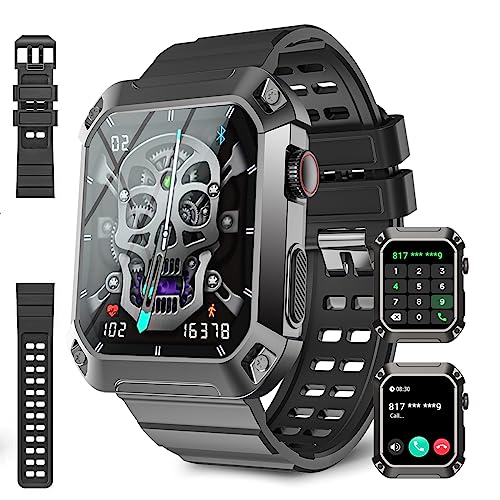 Military Smartwatch for Men - 5ATM Swim Waterproof Rugged Outdoor Fitness Watch