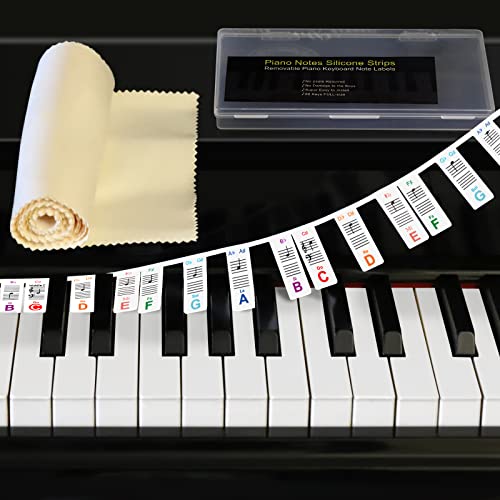Removable Piano Keyboard Stickers with Dust Cover