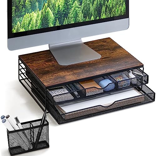 ARCOBIS Monitor Riser with Drawers and Pen Holder