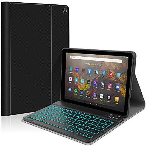 Backlit Keyboard Case for Kindle Fire HD 10 - Wireless Magnetic Detachable Keyboard Smart Folio Stand Tablet Cover Case
