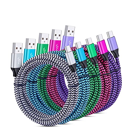 Fast Charging 5Pack USB Type C Cables for Android Samsung Galaxy and More