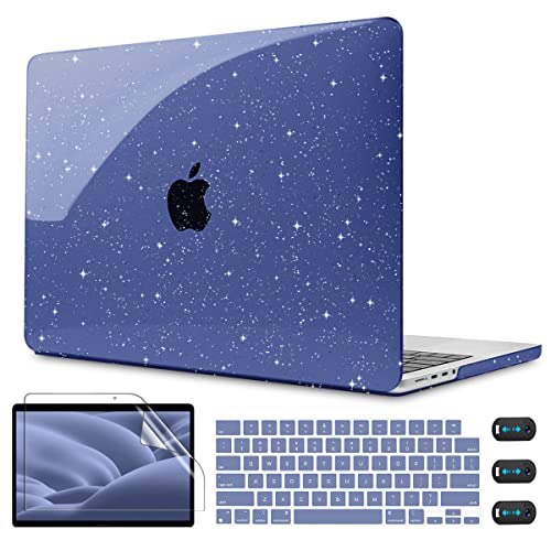 Navy Blue Sparkly Glitter Case for MacBook Pro 14 Inch