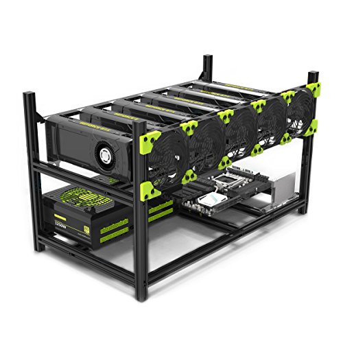 6 GPU Mining Case Rig Aluminum Stackable Preassembled Open Air Frame