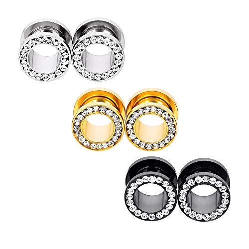 YOFANST Stainless Steel Crystal Ear Tunnels Gauges