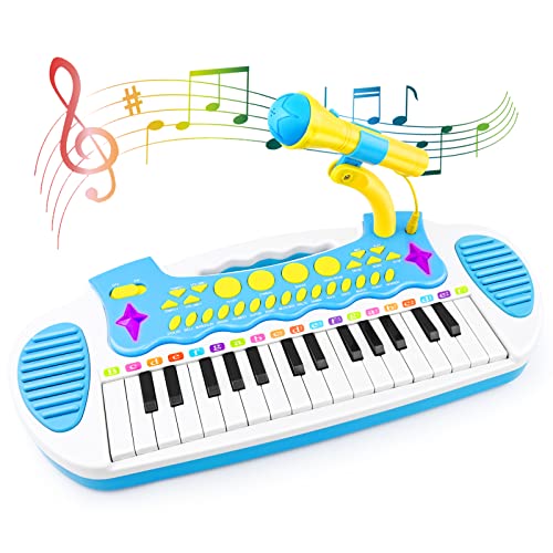 Blue Mini Piano Keyboard Toy for Girls