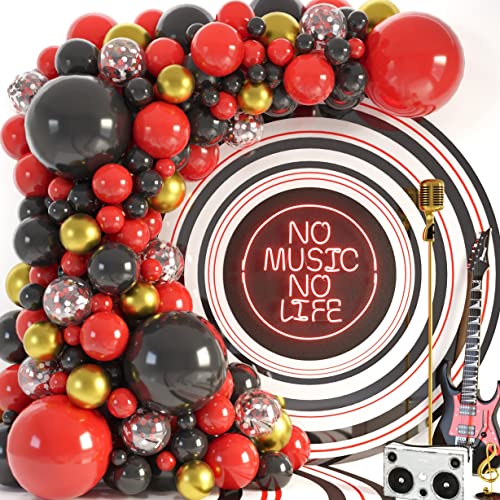 Red Black and Gold Balloons Garland Kit