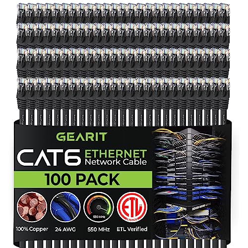 GearIT Cat 6 Ethernet Cable (100-Pack)