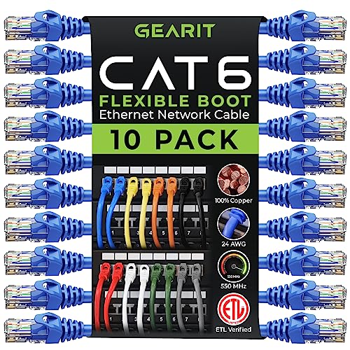 GearIT Cat6 Patch Cable 1ft Ethernet Cable - Premium Series