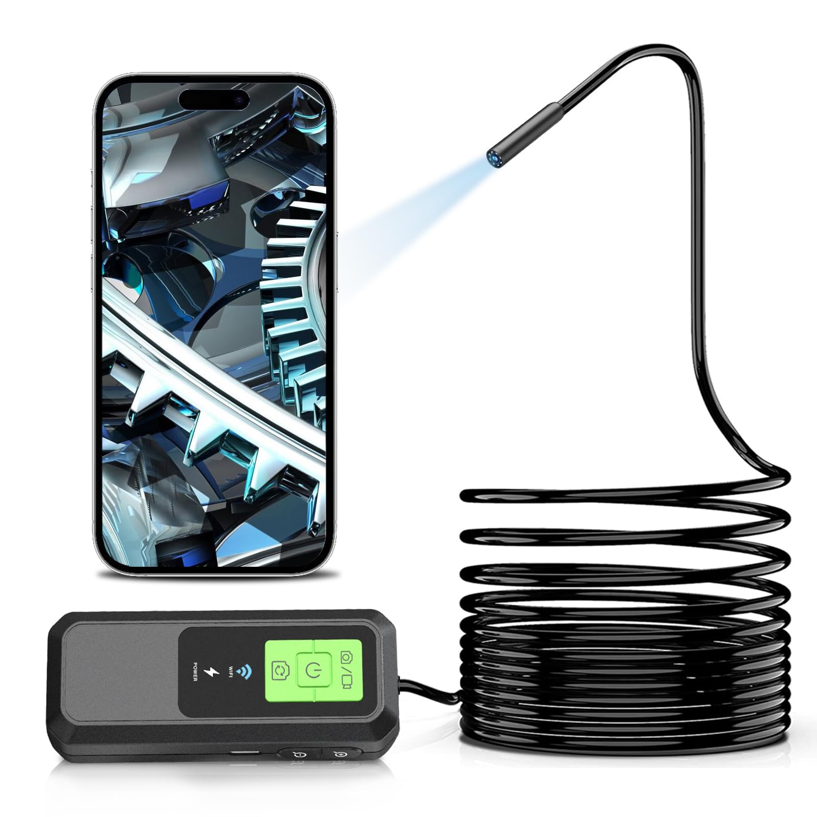 T Takmly USB Endoscope for OTG Android Phone, Computer, 5.5 mm Borescope Inspection Snake Camera Waterproof with USB, Type C, 16.4ft Semi-Rigid Cord