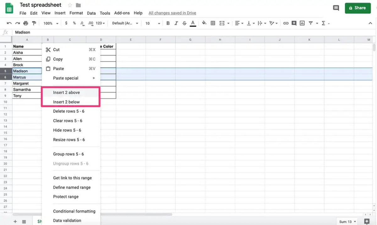 How To Insert Multiple Rows In Google Sheets