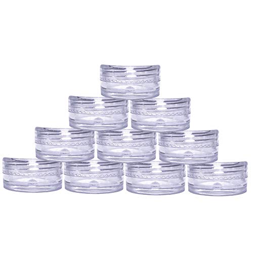 (50 Pieces, Clear) 3gram/3ml Round Clear Container Jars