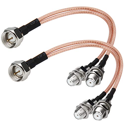 F-Type RG6 Splitter Coax Cable - 2 Pack