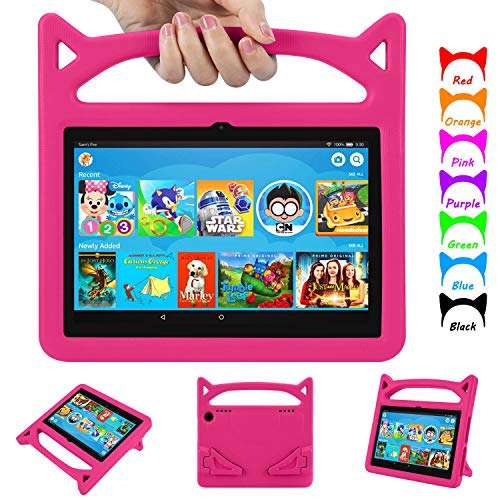 Auorld Kids-Proof Case Cover for Amazon Fire HD 8 & 8 Plus Tablet-Pink