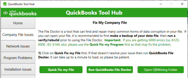 Fixing My Company file using QuickBooks Tools Hub