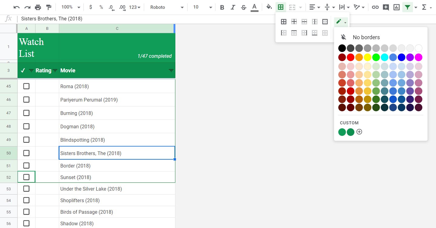 How To Add Borders In Google Sheets