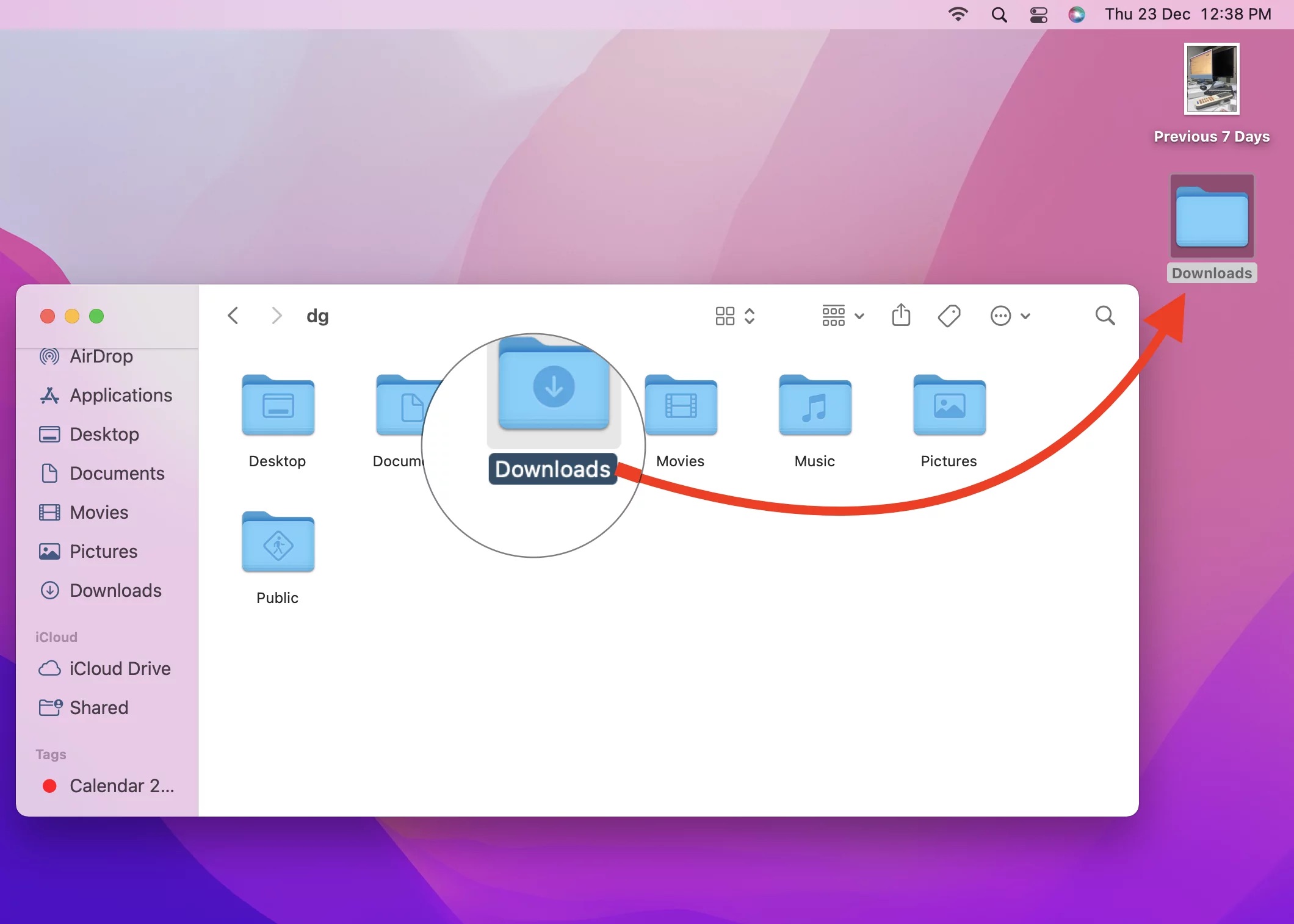 download folder in dock mac