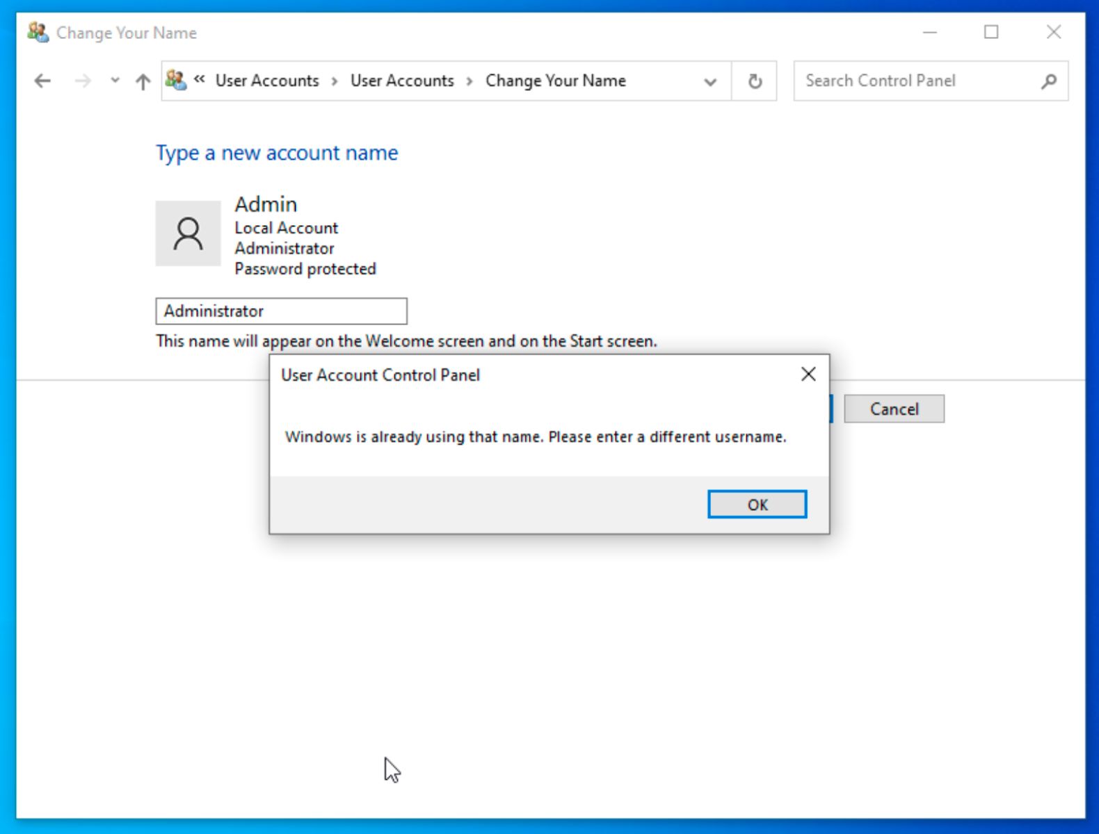 How To Change Admin Name On Windows 10
