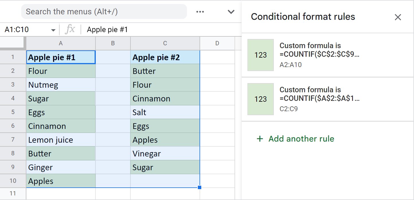 How To Compare Two Columns In Google Sheets