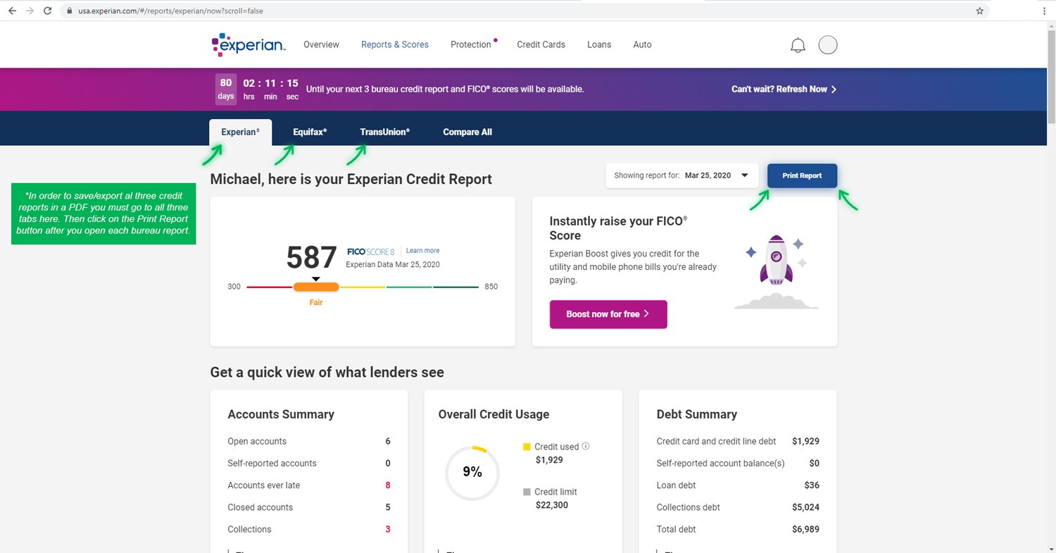 How To Download Experian Credit Report PDF