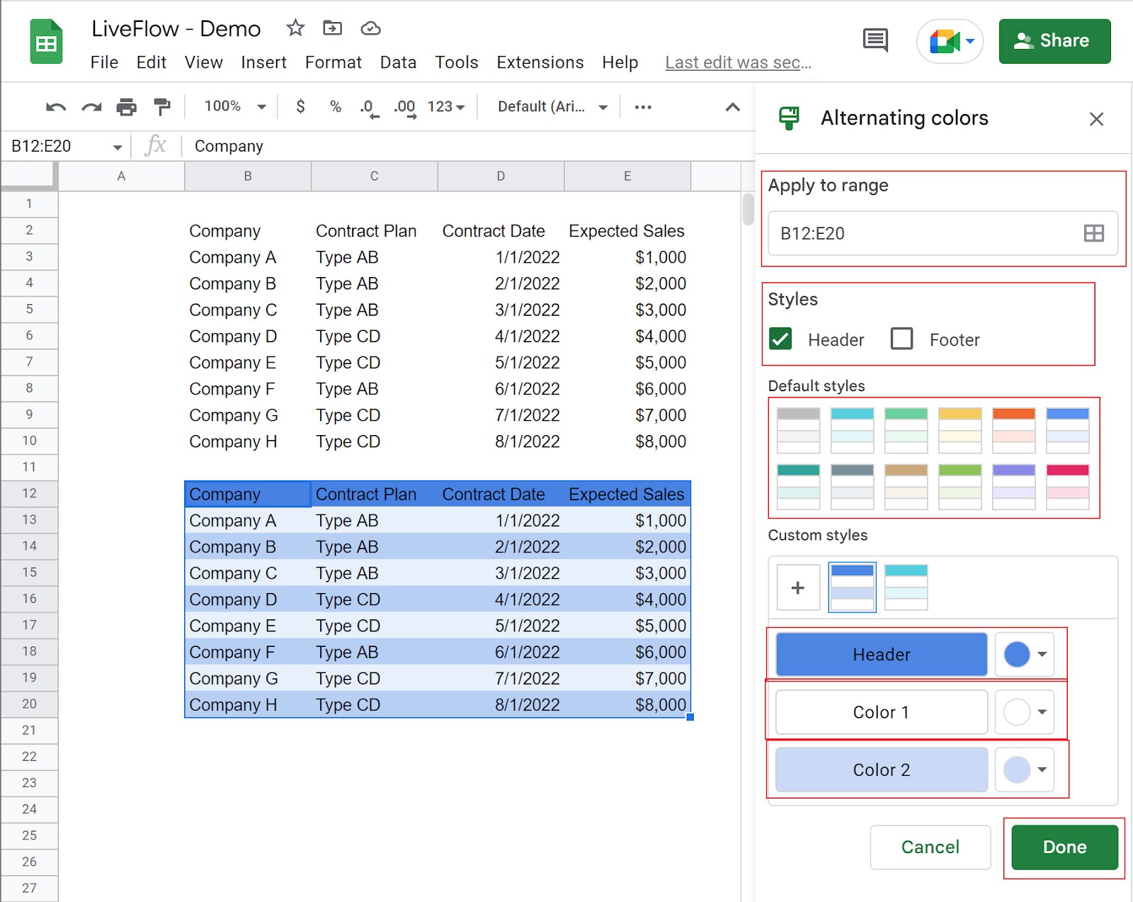 How To Make Alternating Colors In Google Sheets