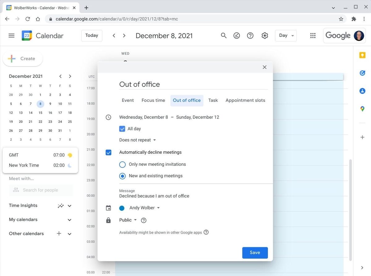 How To Set Up Out Of Office In Google Workspace