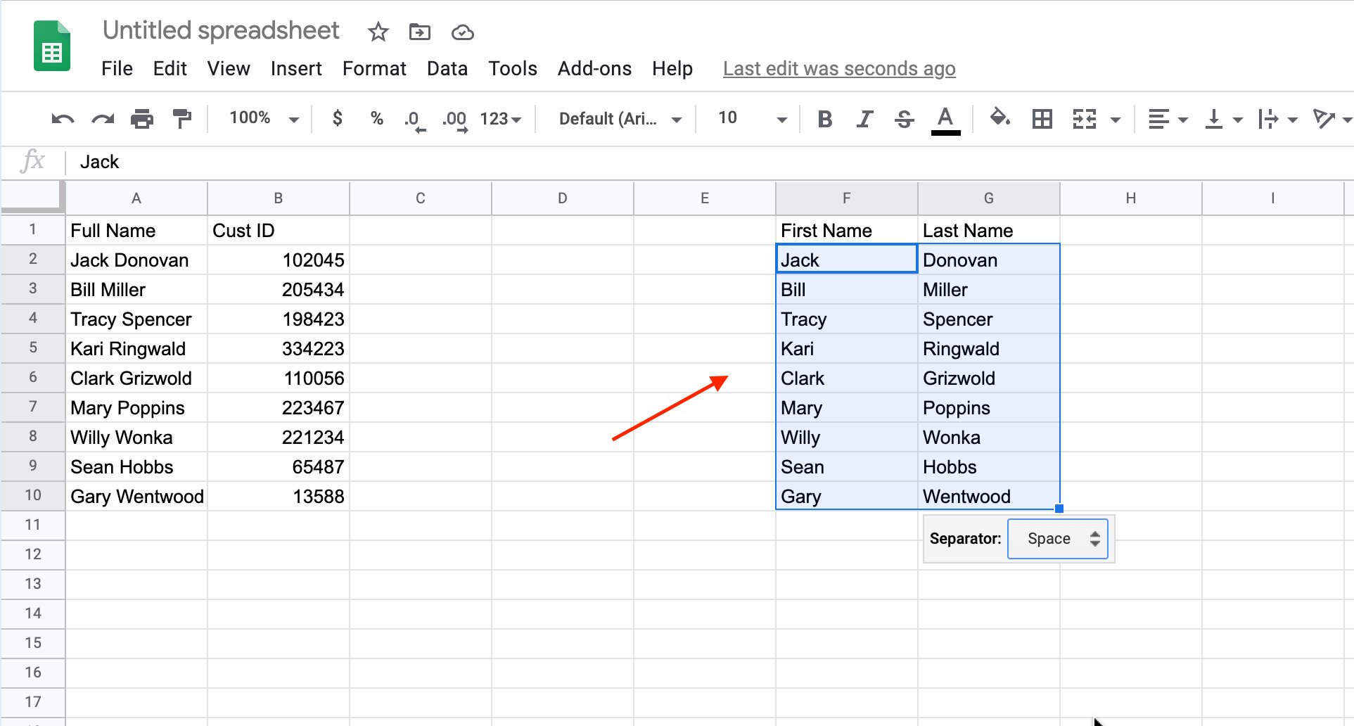 how-to-split-first-and-last-name-in-google-sheets