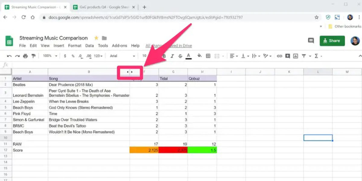 How To Unhide Columns In Google Sheets