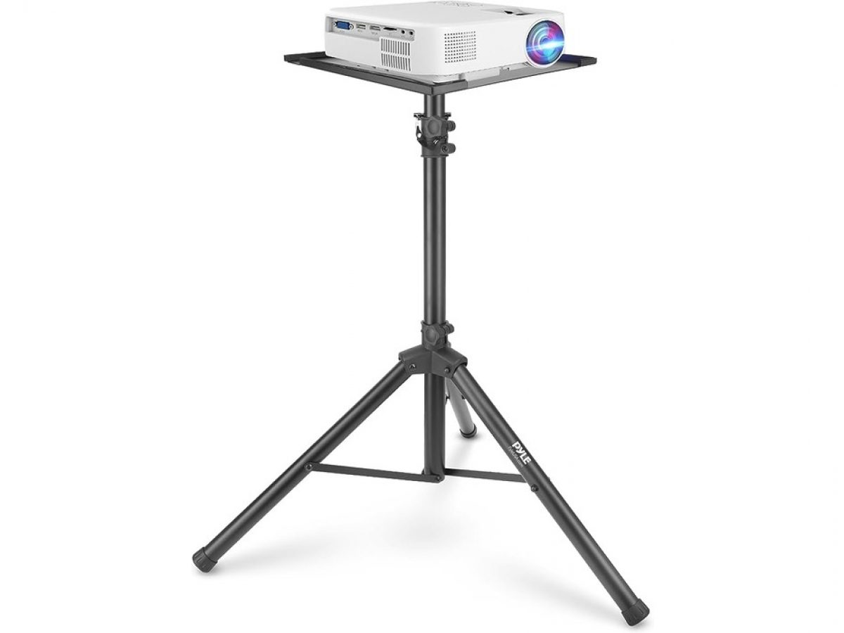 Projector Tripod Stand, Foldable Laptop Tripod,Multifunctional DJ  Racks/Projector Stand, Adjustable Height 17.5 to 48 Inch with Phone Holder,  Perfect