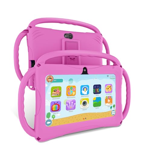 7inch Toddler Tablet with Android 11 and Pre-Loaded iWawa APP (Pink)