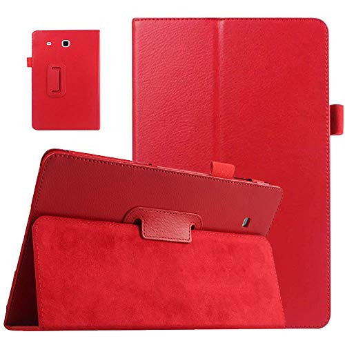 Slim Leather Stand Folio Case for Samsung Galaxy Tab E 9.6 - Red