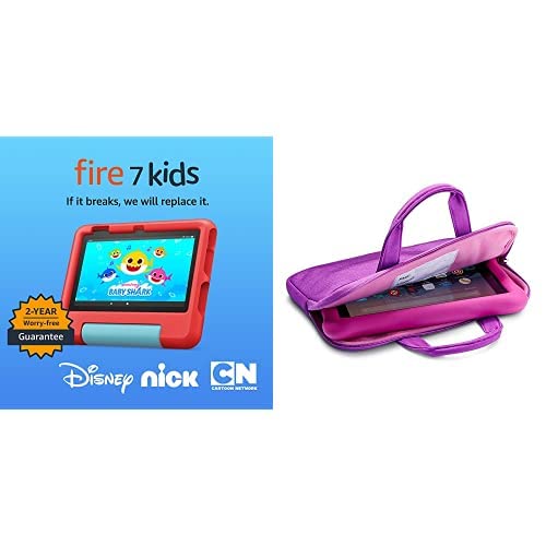 Amazon Fire 7 Kids Tablet + Kids Zipper Sleeve