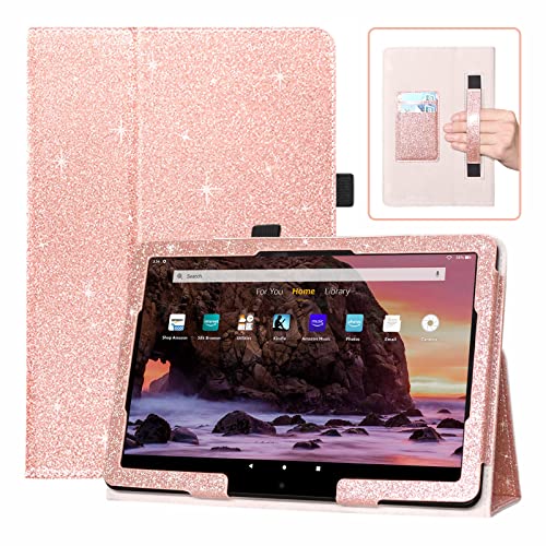 DMLuna Glitter Rose Tablet Case - All-New Amazon Fire HD 10 & 10 Plus Tablet 11th Generation 2021