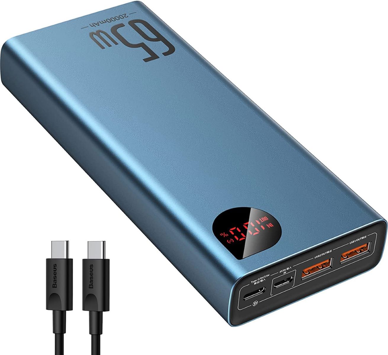 Power-Bank-Portable-Charger - 40000mAh Power Bank Support PD 30W and QC4.0  Fast Charger with Built-in 2 Output Cable and LED Display for iPhone and