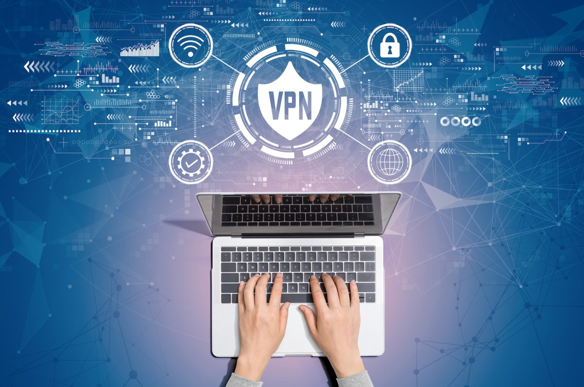VPN concept with person using laptop