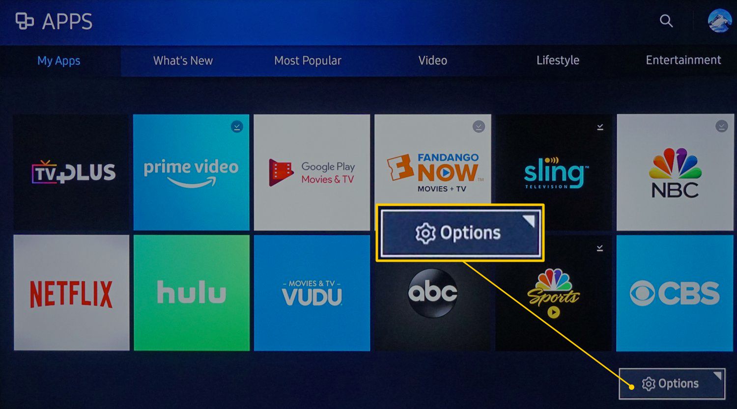 How to manage apps on Samsung smart TV?