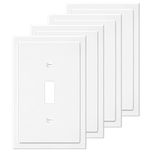 1-Gang Modern Edge Decorative Wall Plate Cover Switch Outlet Single Toggle Electrical Faceplate for Light Switches, Smart Switch, GFCI, Dimmers, Receptacle, USB Outlet (4 Pack, Single Toggle)
