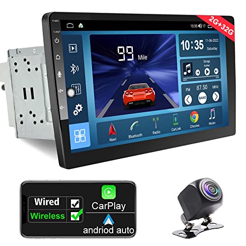 10-Inch Double Din Car Stereo with Wireless Carplay and Android Auto