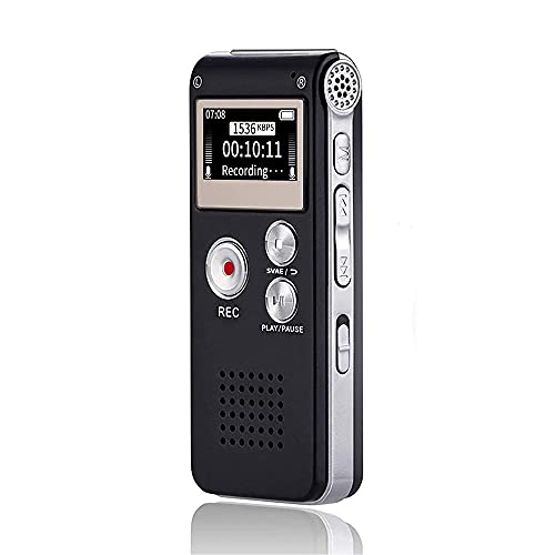16GB Voice Recorder with Playback - USB Rechargeable Dictaphon