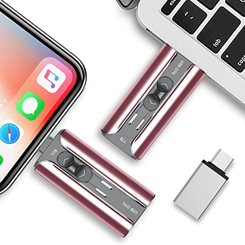 1TB Flash Drive for Phone,1000GB USB 3.0 Photo Stick Compatible with Phone/Pad/Android/PC, Drive Memory Stick Photosticks for Pictures,Phone External Flash Expandable Photo Storage Drive.(Pink)
