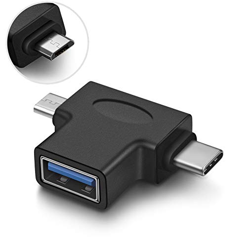2 in 1 OTG Converter USB 3.0 to Micro USB and Type C Adapter USB3.0 Female to Micro USB Male and USB C Male Connector (1 Pack)