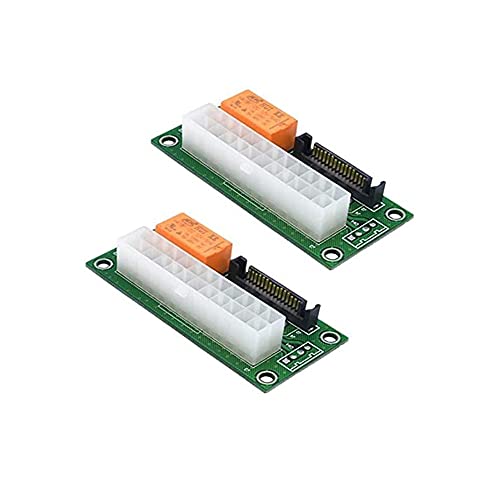 2 Pack Power Multiple Power Supply Adapter Sync Starter Card Board sata Dual PSU Adapter Jumper Multiple Power Supply Connector add2psu Adapter ATX 24pin Molex Connector(2pack)