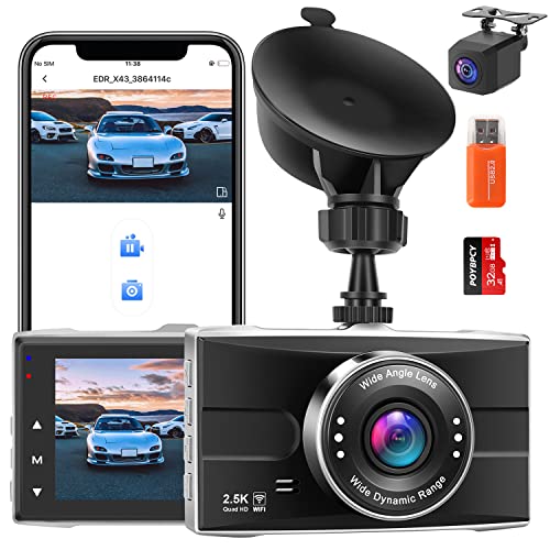 2.5K WiFi Dash Cam Front and Rear