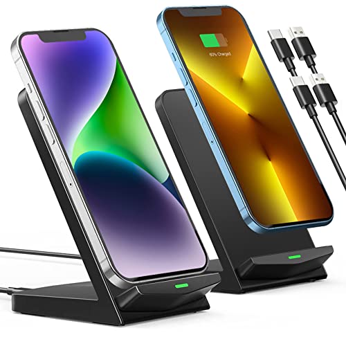 2023 New Wireless Charger,2 Pack Wireless Charger, Dual-Coil 15W Fast Charging Stand,Wireless Charger Compatible with iPhone 14 13 12 Pro XR XS 8 Plus SE Galaxy Series, Google etc.(No Adapter)