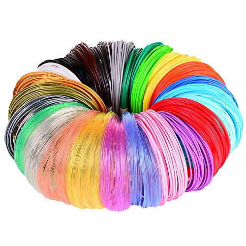 24 Colors PLA 3D Pen Filament Refills, Each Color 20 Feet, Total 480 Feet, Pack with 4 Finger Caps by Mika3D
