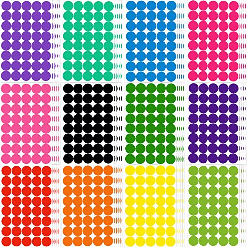 2400 PCS Colored Dot Stickers
