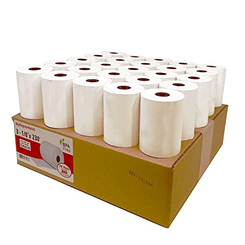 (25 Rolls) 3 1/8 x 230 Thermal Paper (80mm x 70m) 48 GSM Thickness Tape For Square POS System, Register Thermal Receipt Paper Rolls for TM-T88III TM-T88IV TM-T88V TSP100 CT-S300 CT-S2000 M129B M129C